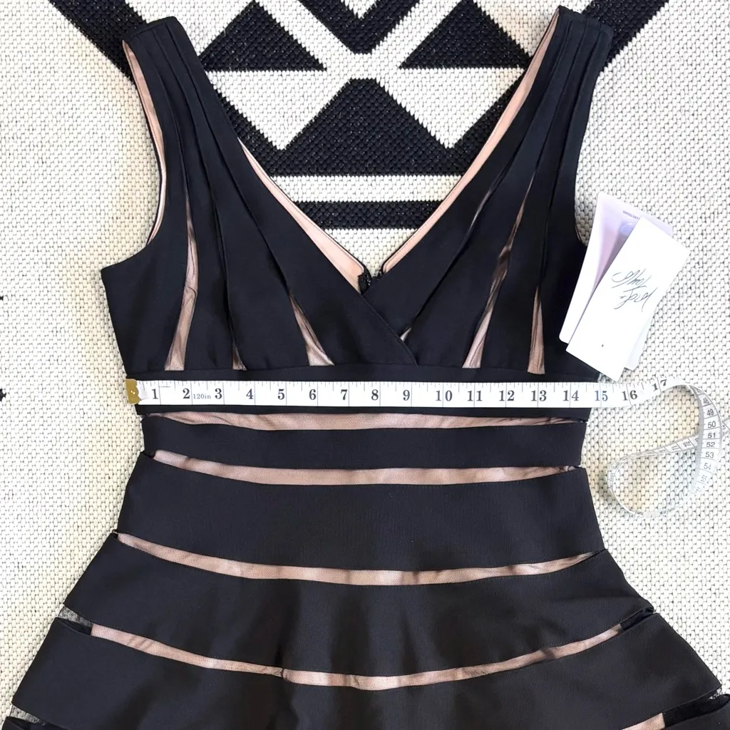 JS Collections Ottoman Illusions Fit and Flare Mini Dress in Black Size 8 - Image 9