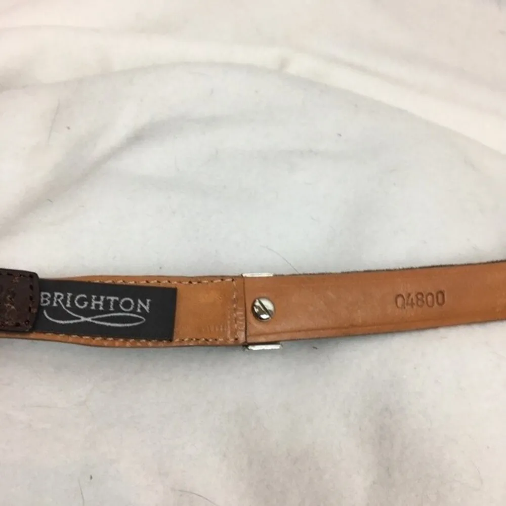 Brighton Pony Hair Black & Silver Metallic Concho Leather Belt M - Image 8