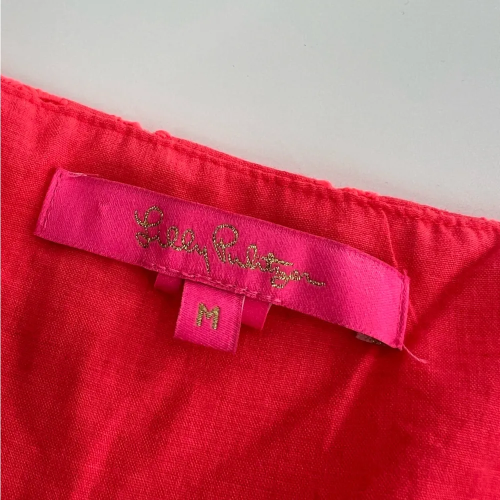 Lilly Pulitzer Lina top Spicy Coral Neon Sunburst Eyelet Sz M - Image 4