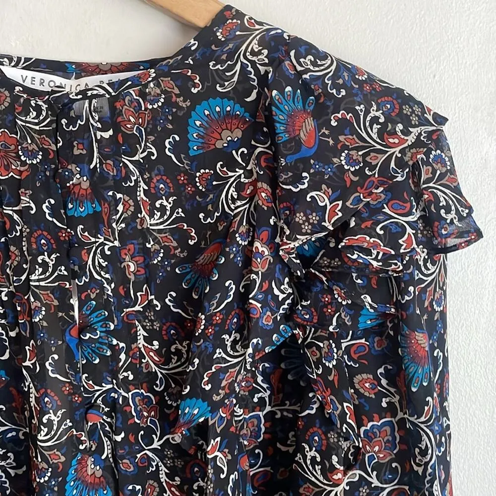 VERONICA BEARD Aneri Floral Silk Blouse - Image 5