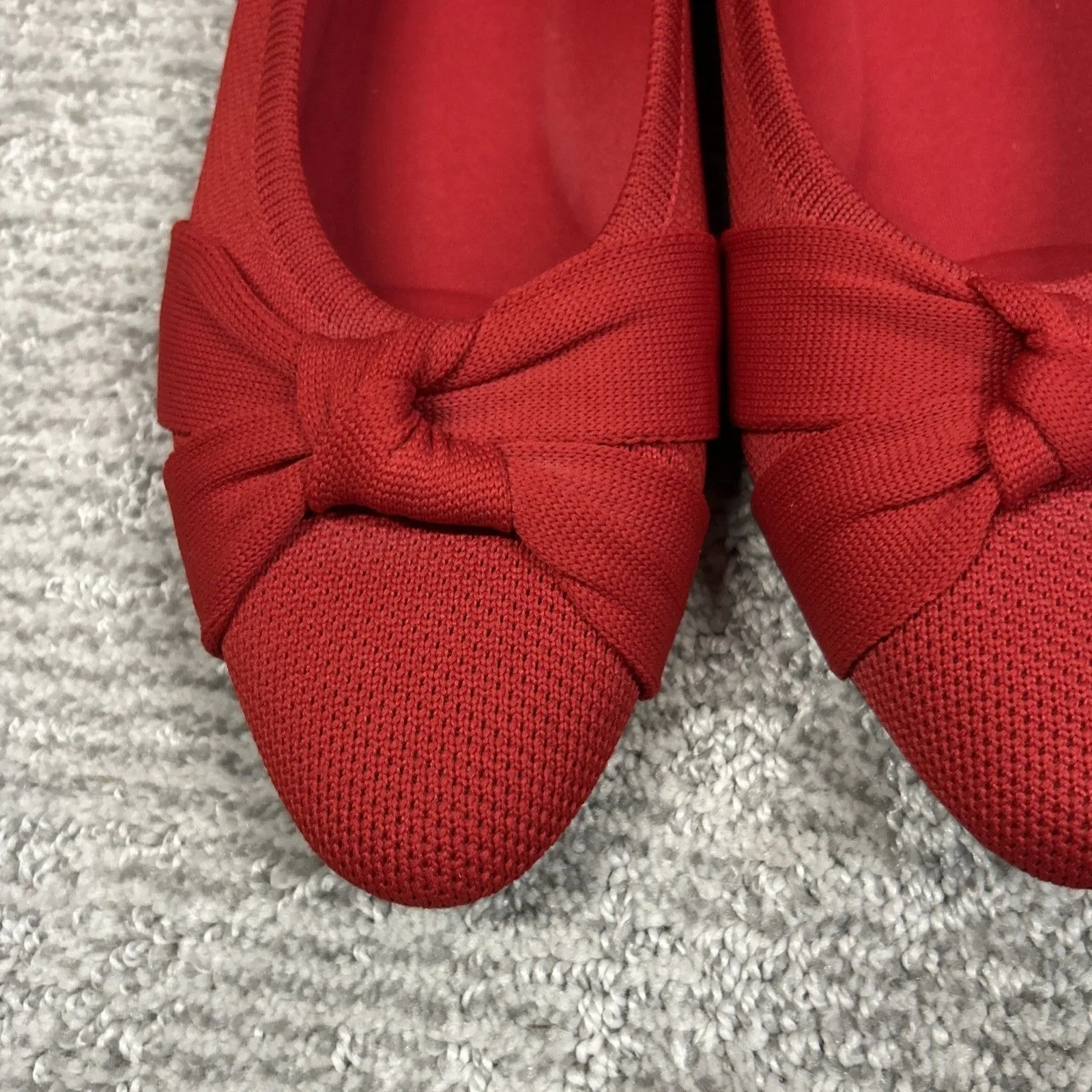 Vivaia Bibi Shoes Womens 40 US 9 9.5 Red Almond Toe Knotted Flats Comfort - Image 5