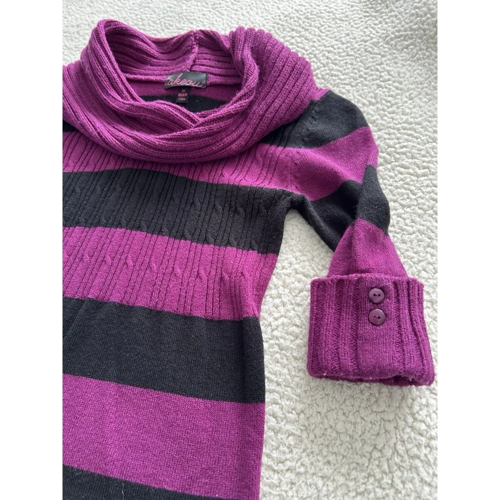 Takeout Black and Magenta Striped Sweater Dress Size XS - Image 8