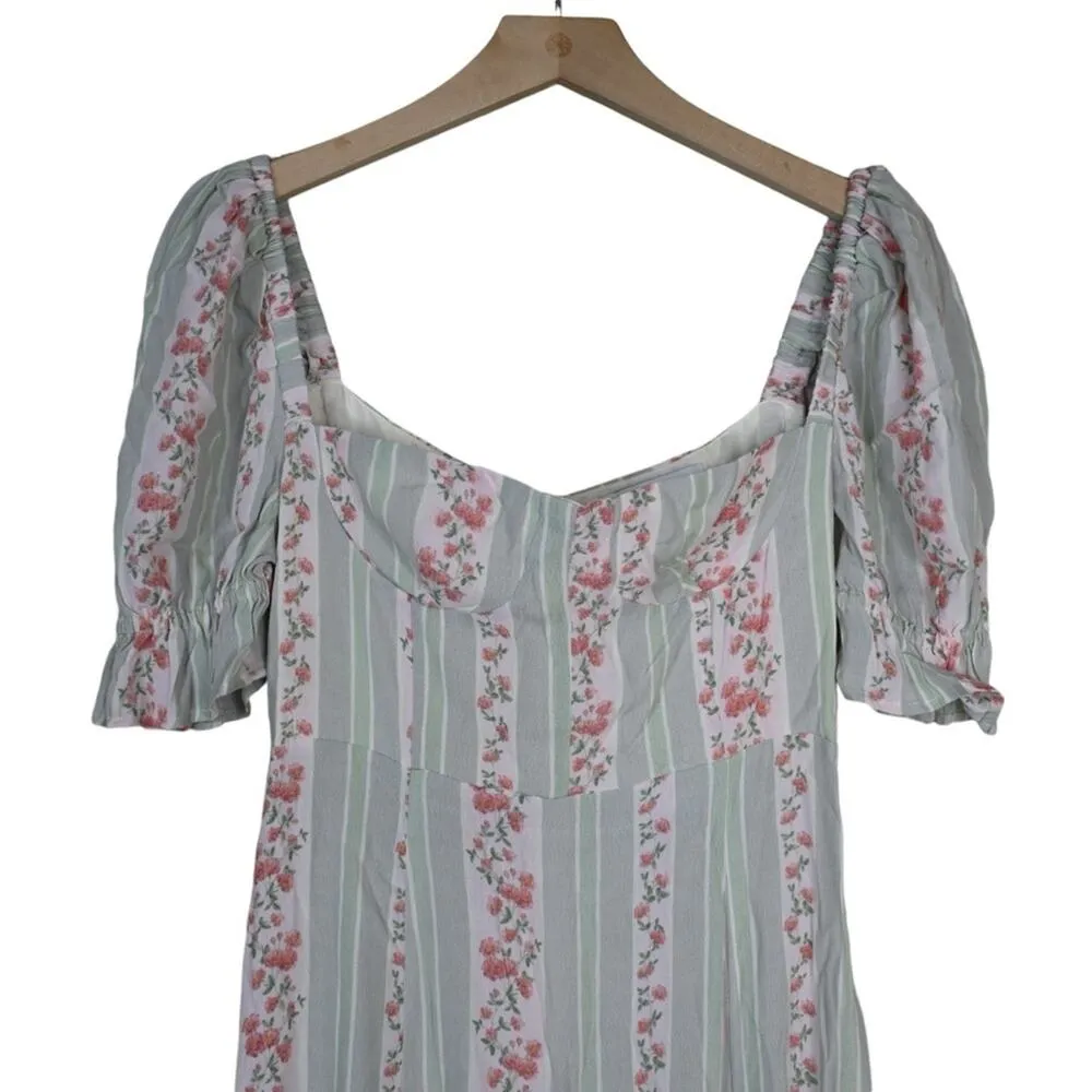 We Wore What Womens 2 Puff Sleeve Midi Dress in Rosewood Multi NEW - Image 4