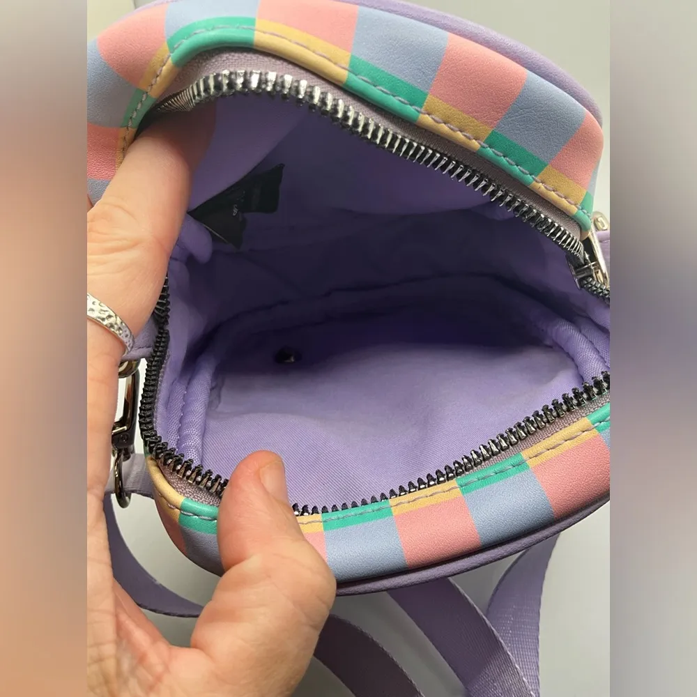 A Rare Loungefly Nintendo Kirby Checkered Floral Pin Collector Crossbody Bag - Image 4