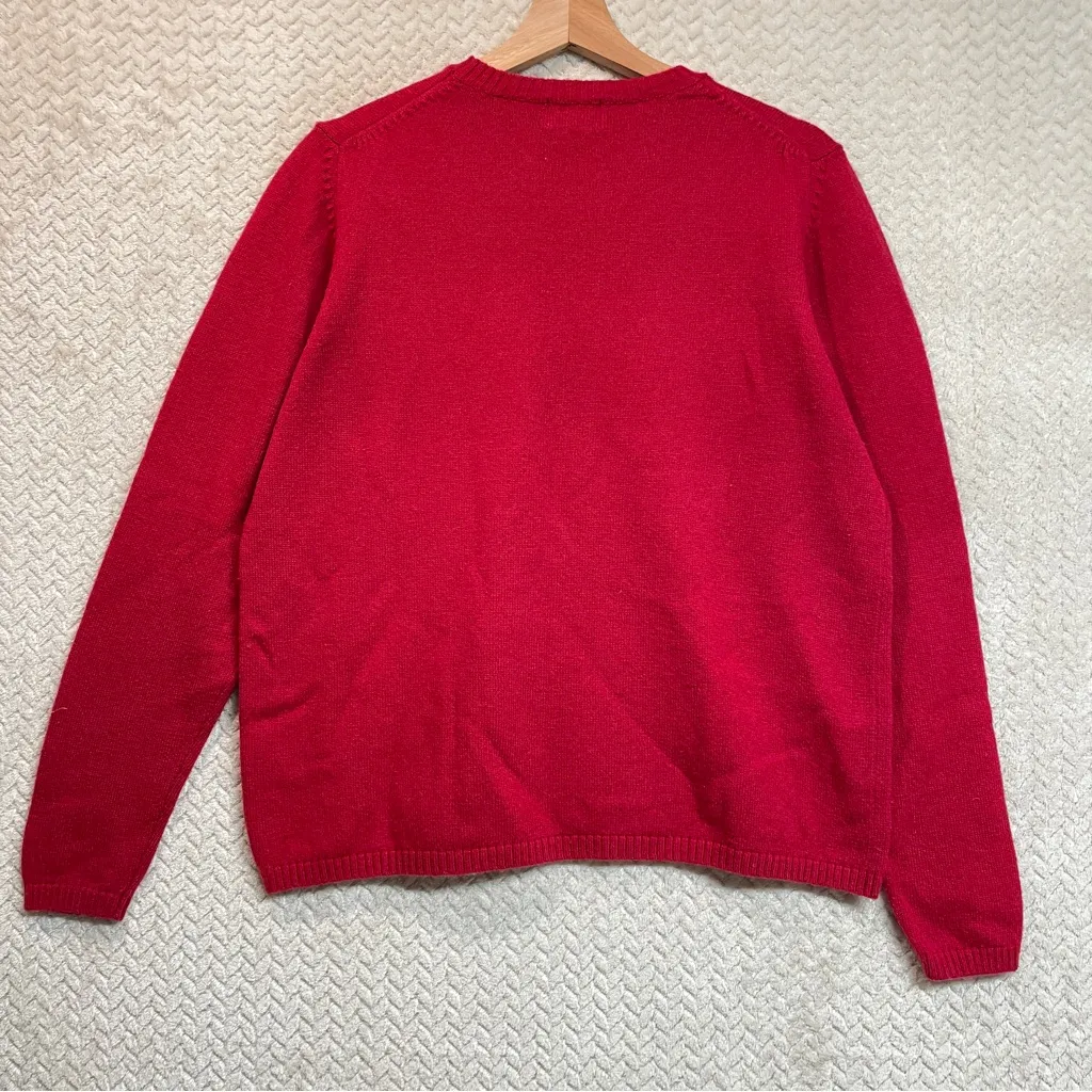 Vintage LL Bean Womens Large Red Lambswool Classic Crewneck Knit Sweater Preppy - Image 6