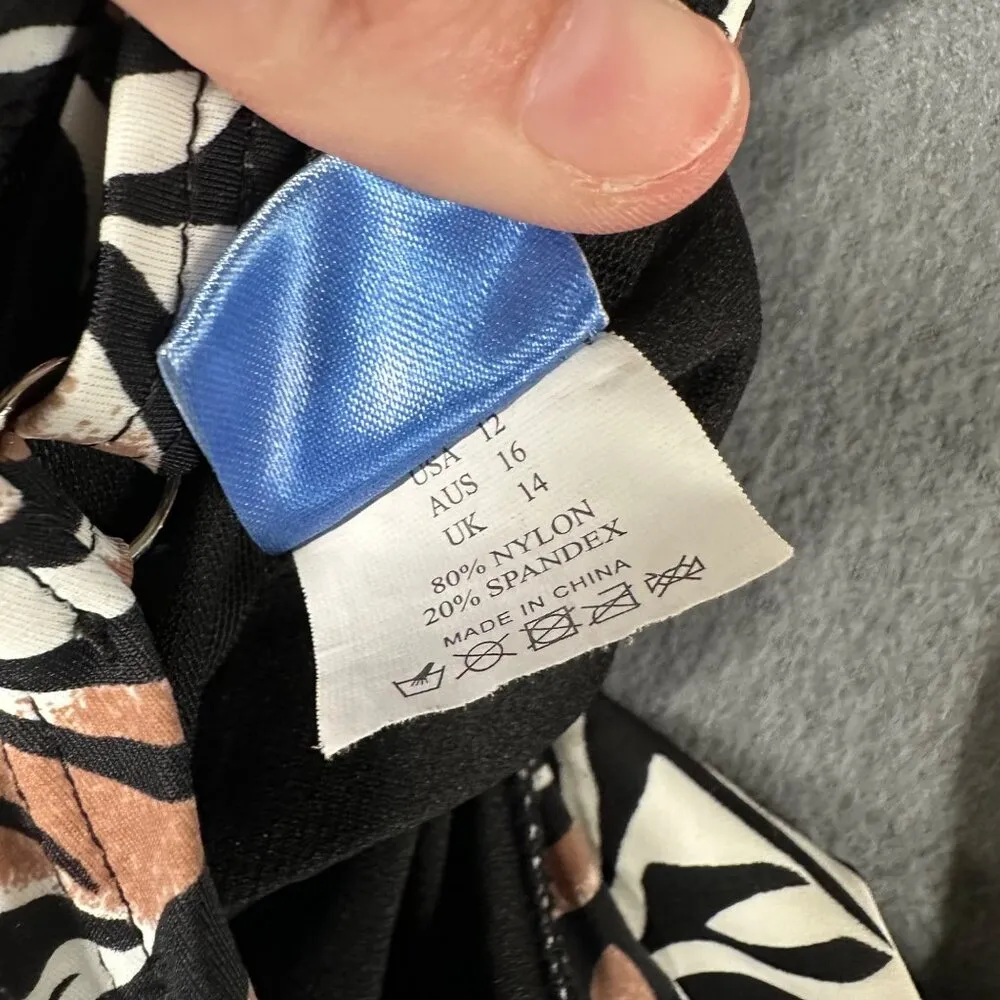 Byron Blue Australia Womens 12 US 1 Piece Scoop Neck Tankini Swim Suit Black - Image 7