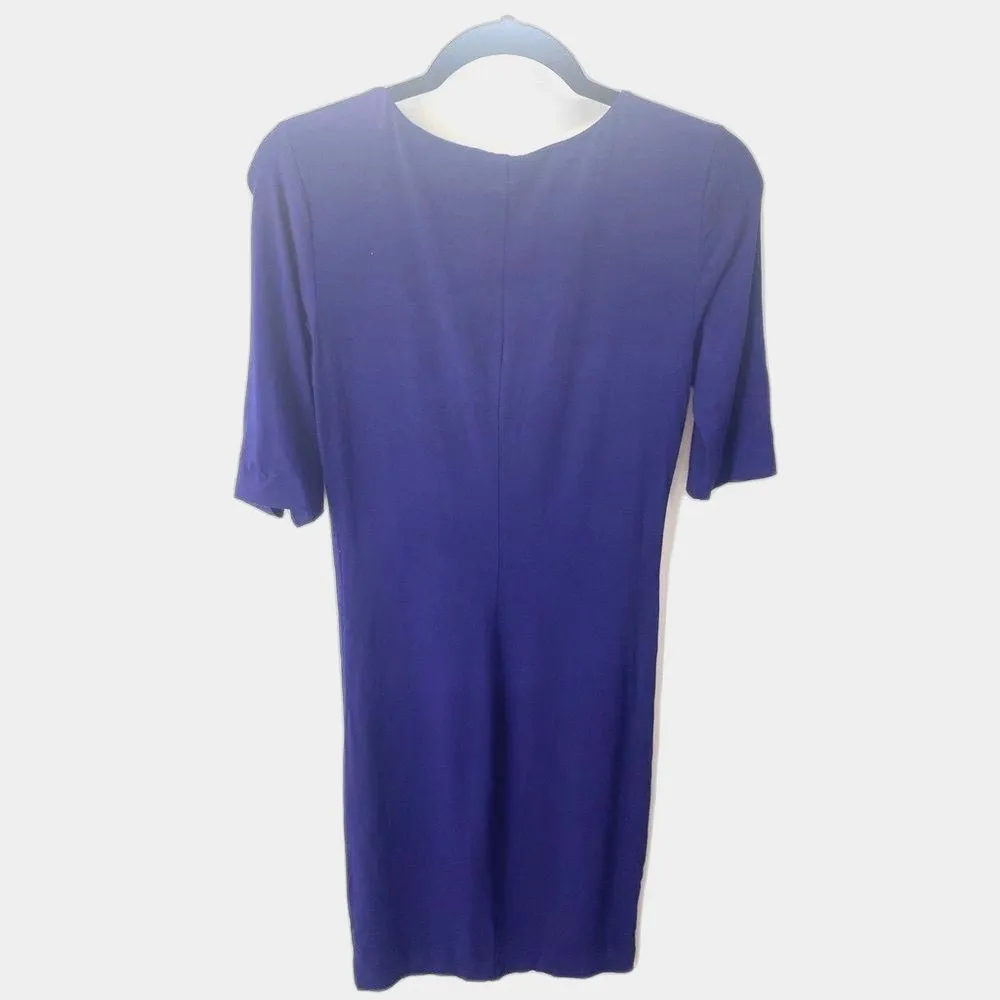 DIANE VON FURSTENBERG Raquel Dress M Tanzanite Blue Sheath Midi Office Cocktail - Image 7