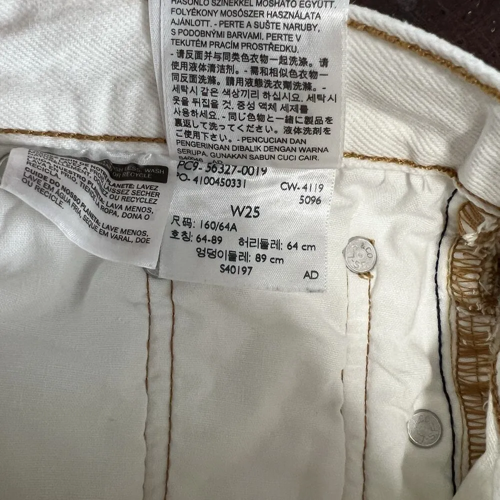 Levi's Premium 501 Shorts Ivory Cut Off‎ Button Fly Jean Denim Women’s Size 25 - Image 11