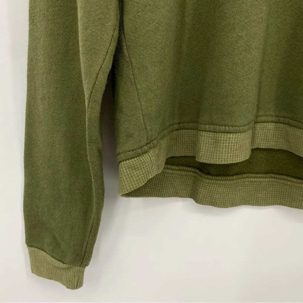TREASURE & BOND NWOT Olive Green Waffle Knit Trim Pullover Sweatshirt Size Small - Image 4