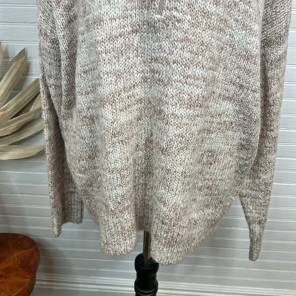 Treasure & Bond Women's Marled Beige Half-Zip Chunky Knit Sweater Size XL - Image 5