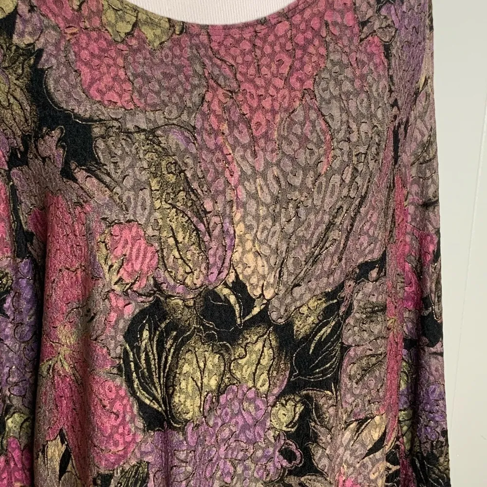 Maggie Barnes 3/4 Sleeve Round Neck Plum Black & Gold Sparkle Tunic 0X - Image 9