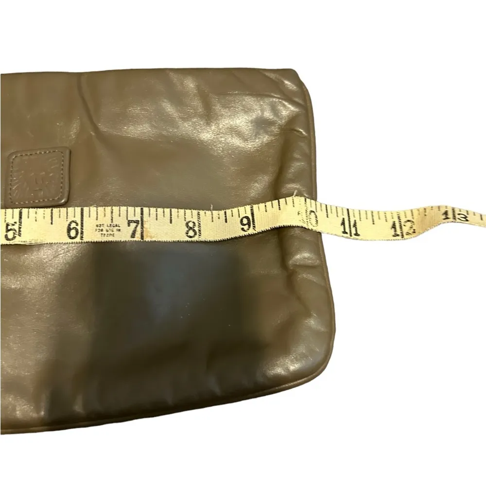 Vintage Anne Klein For Calderon
Taupe Leather Clutch Bag - Image 6