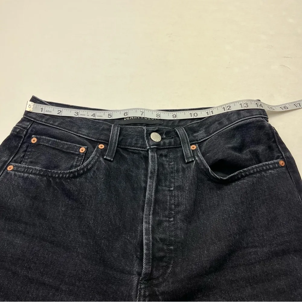 Aritzia Denim Forum The BF High Rise Loose 28L SZ 26 Black Denim Jean Button Fly - Image 9