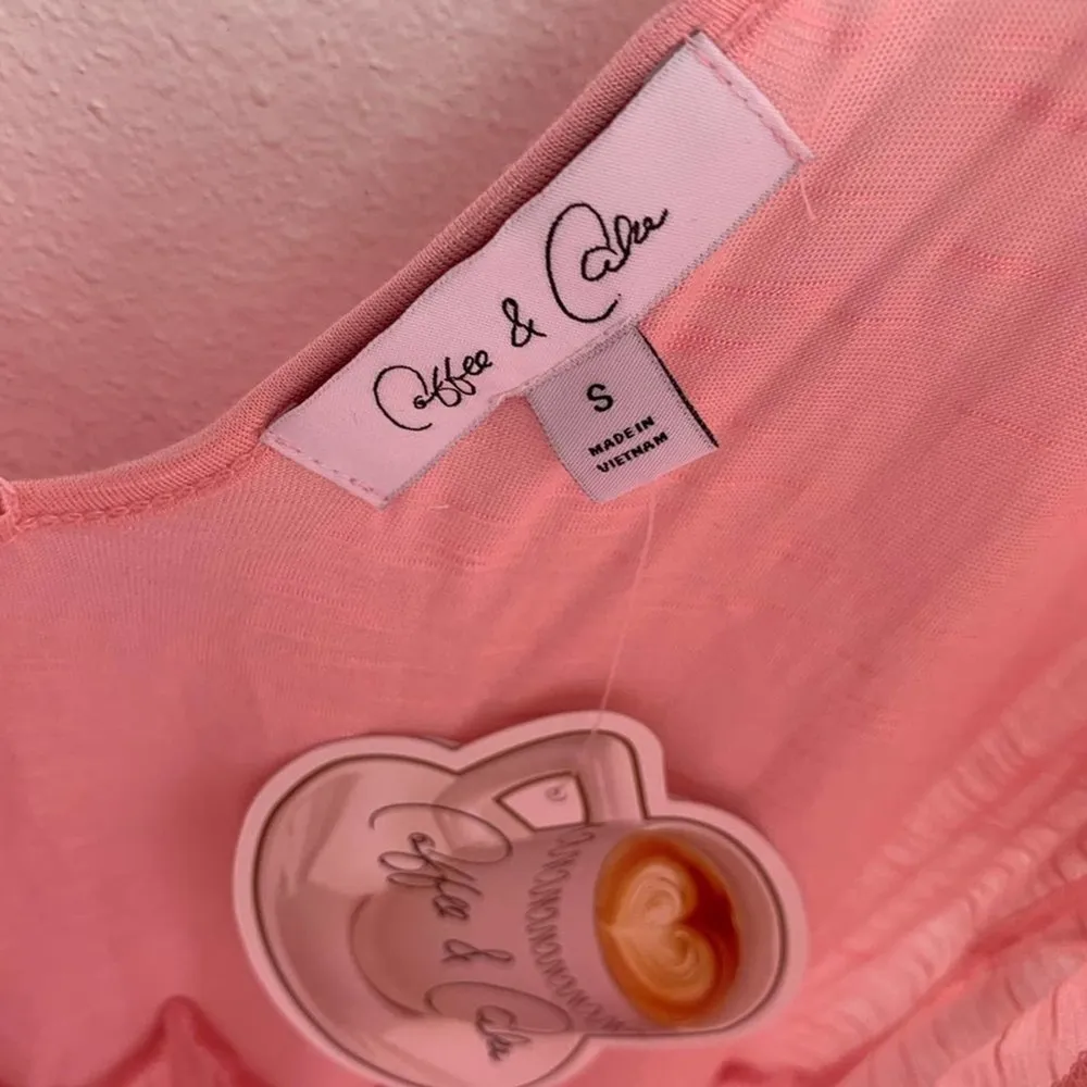 Coffee & Cake Light Pink Lace Beaded Detail Blouse Small - Image 100