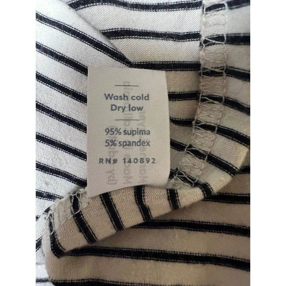 Marine Layer Supima Cotton T-Shirt Dress Black/Cream Stripes Women’s Size Large - Image 8