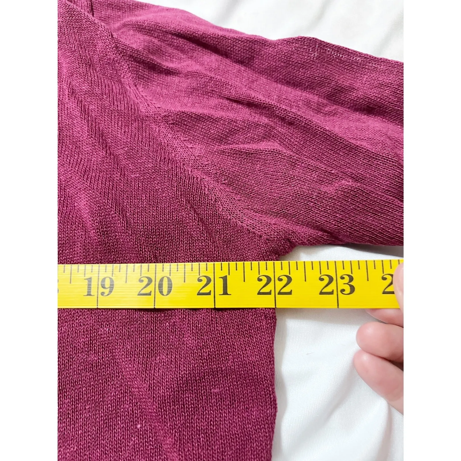 Zara Burgundy Ruffle Trim Tie Front‎ Cardigan Knit Top Womens Size M Linen Blend - Image 7