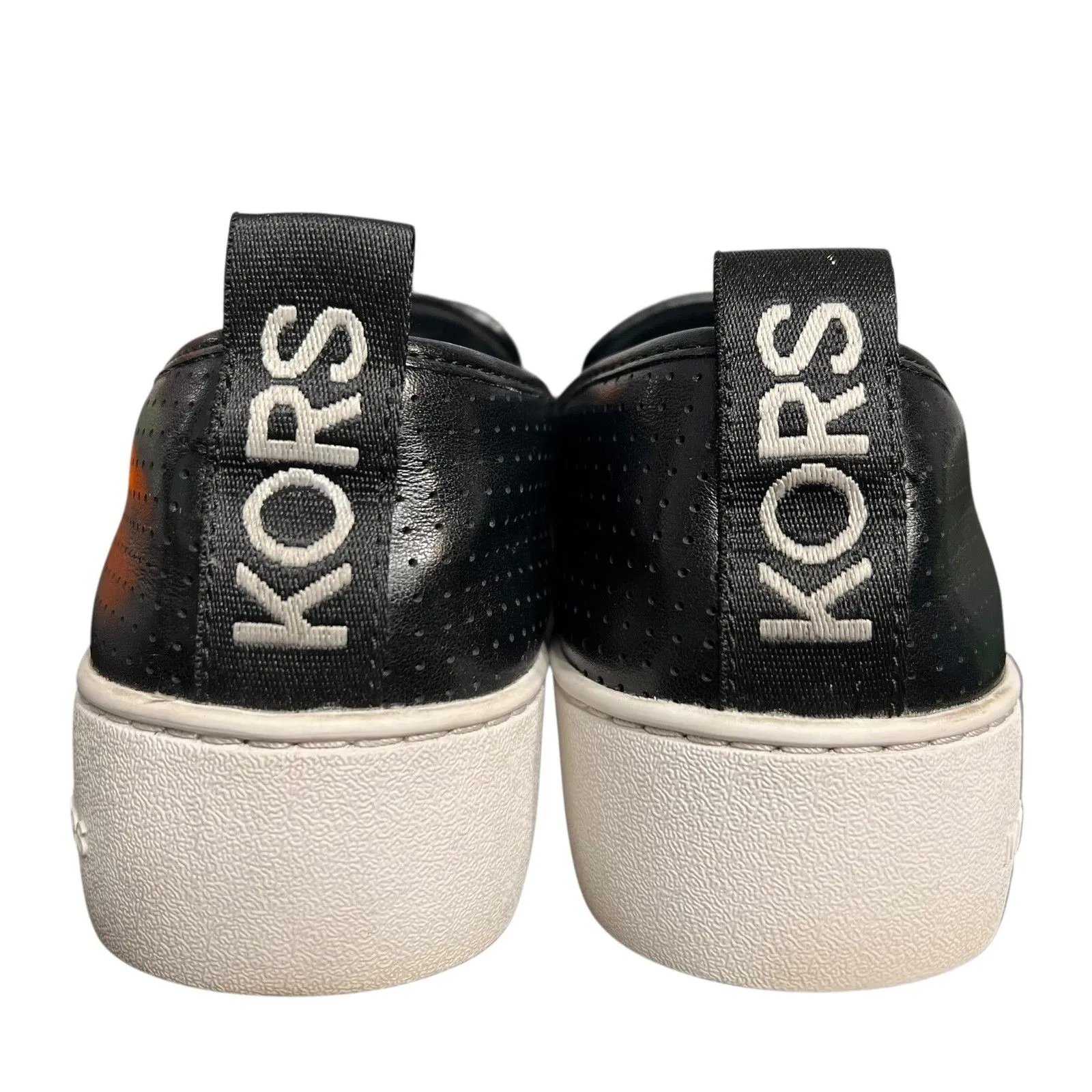 Michael Kors Slip-On Shoes Womens Size 9 Black Leather Perforated Flats Casual - Image 4