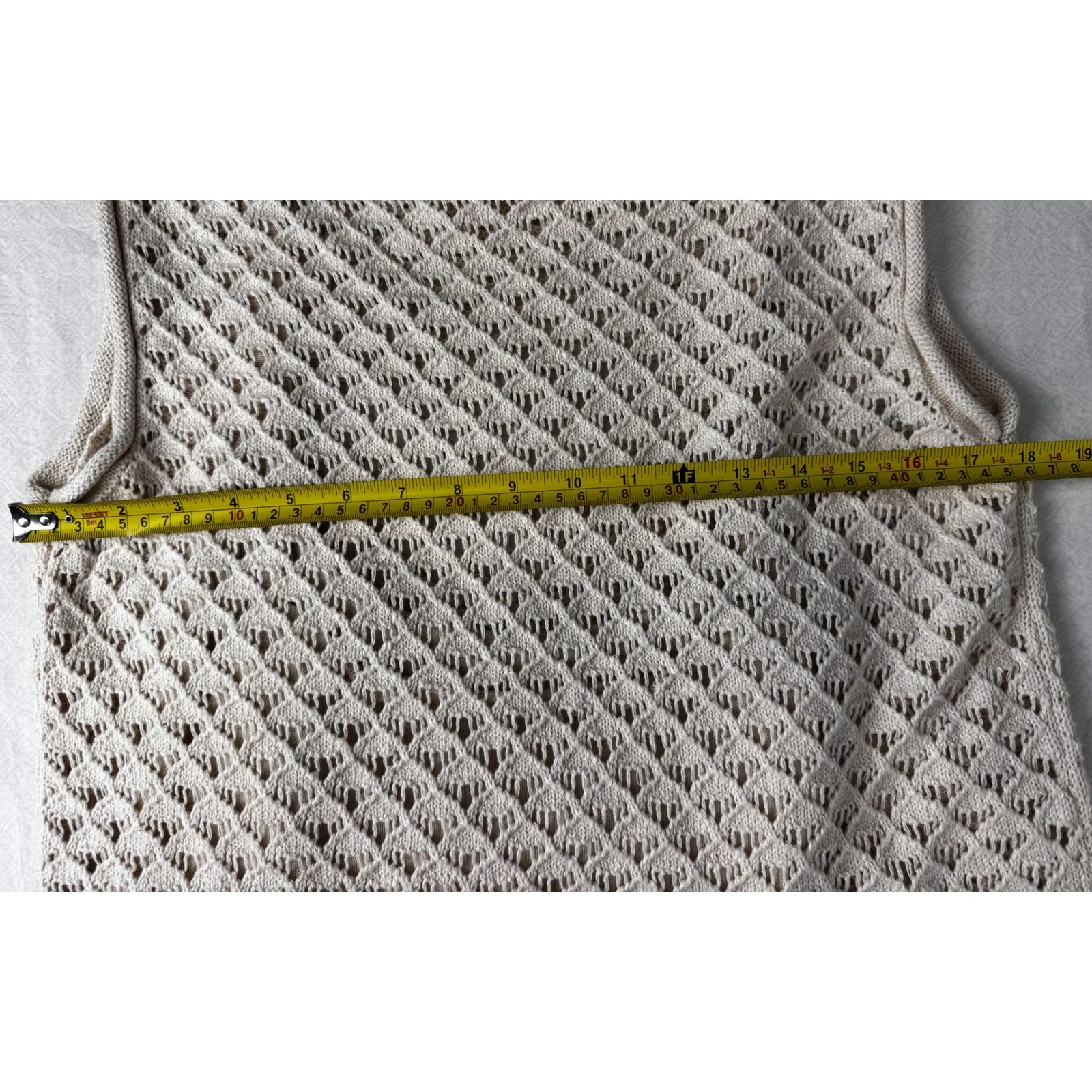 Sanctuary Cream Crochet Knit Sleeveless Mini Dress Size L - Image 6