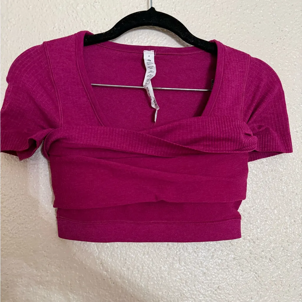 Lululemon Ebb to Street Short Sleeve Shirt Magenta Purple size 4 - Image 9