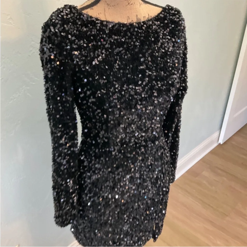 Mable black Sequin Mini Dress Taylor Swift Eras Tour Favorite festival wedding M Size M - Image 11