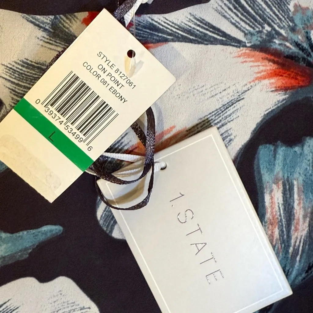 1.STATE Floral Sleeveless Scoop Neck Top NWT Size Large Ebony - Image 10