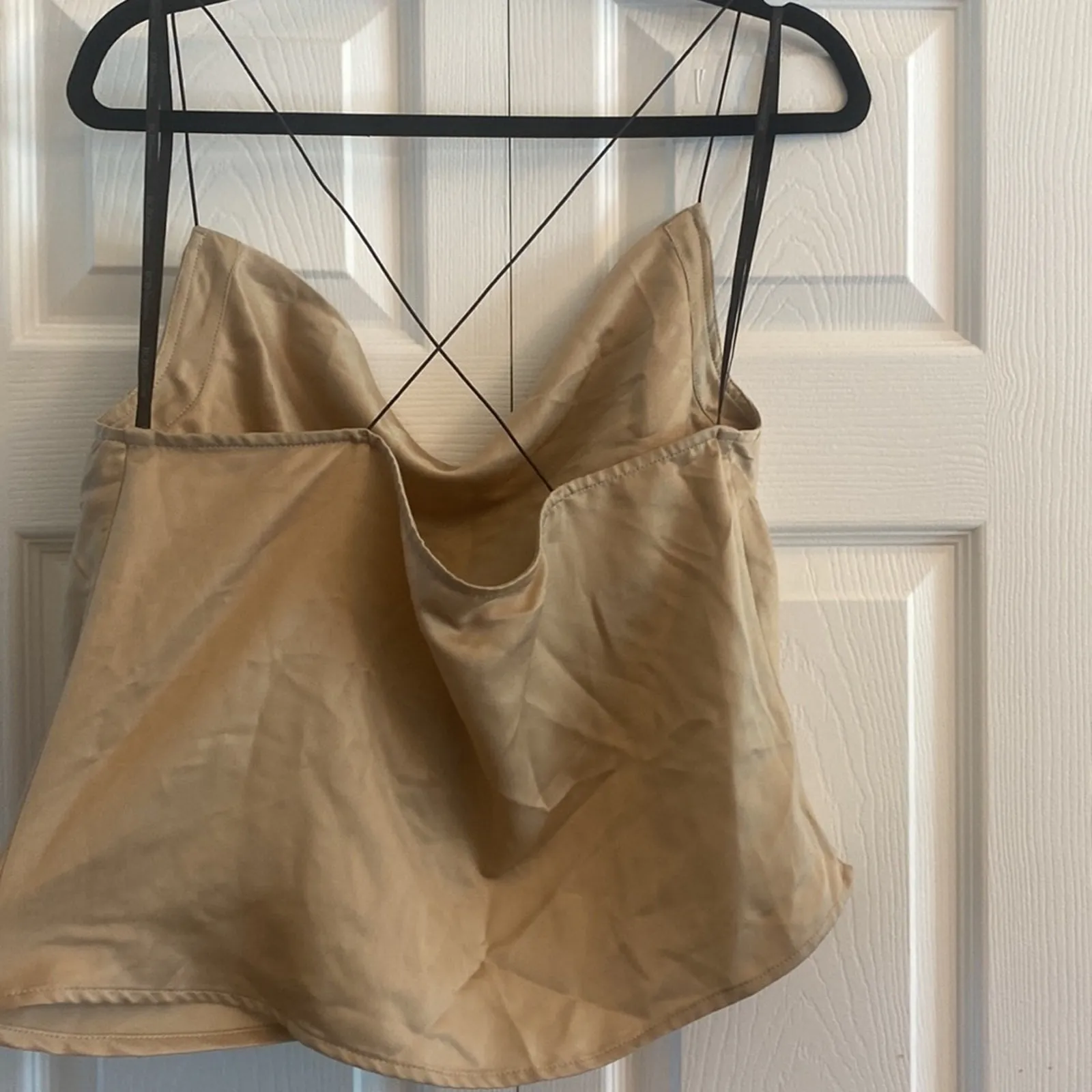 Y2K BCBG Womens Medium Champagne Ivory  Drape Neck Going Out Top‎ - Image 3