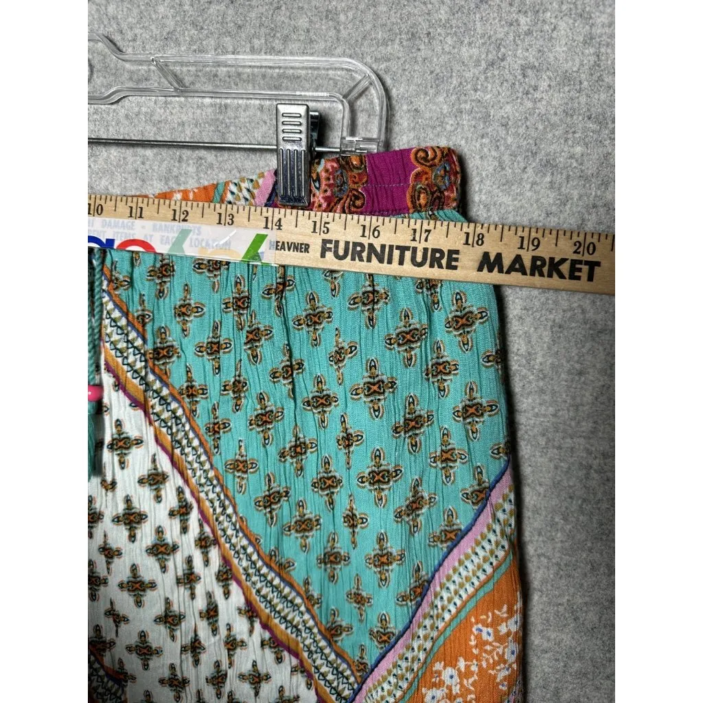 Melissa Paige XL Skirt Boho Drawstring Stretch Colorful Gypsy Hippie Patchwork - Image 5