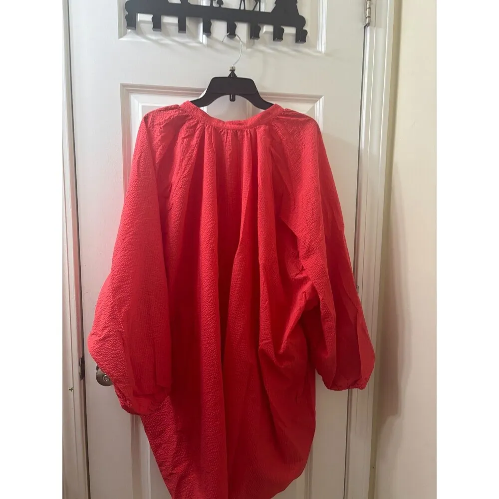 NEW Lilly Pulitzer Shirt Womens XL Mizner Red Andrae Cover-Up Paradise Pucker - Image 8