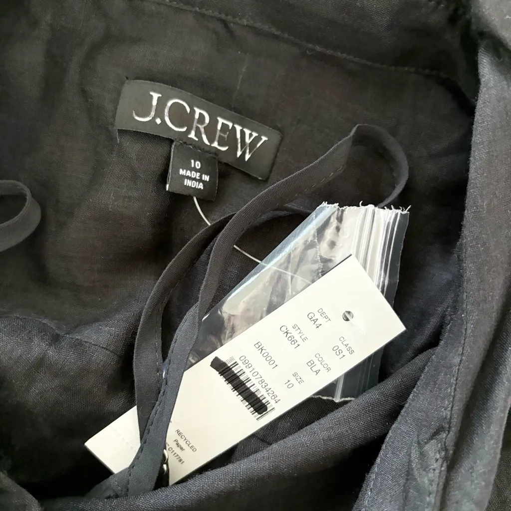 NWT J. Crew Cerise Shirt-dress Ramie Black - Image 4