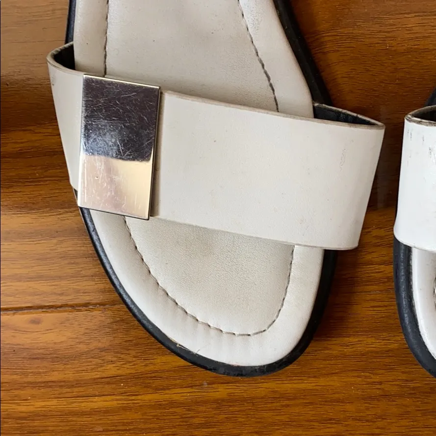 Zara White Leather Slides - Image 3