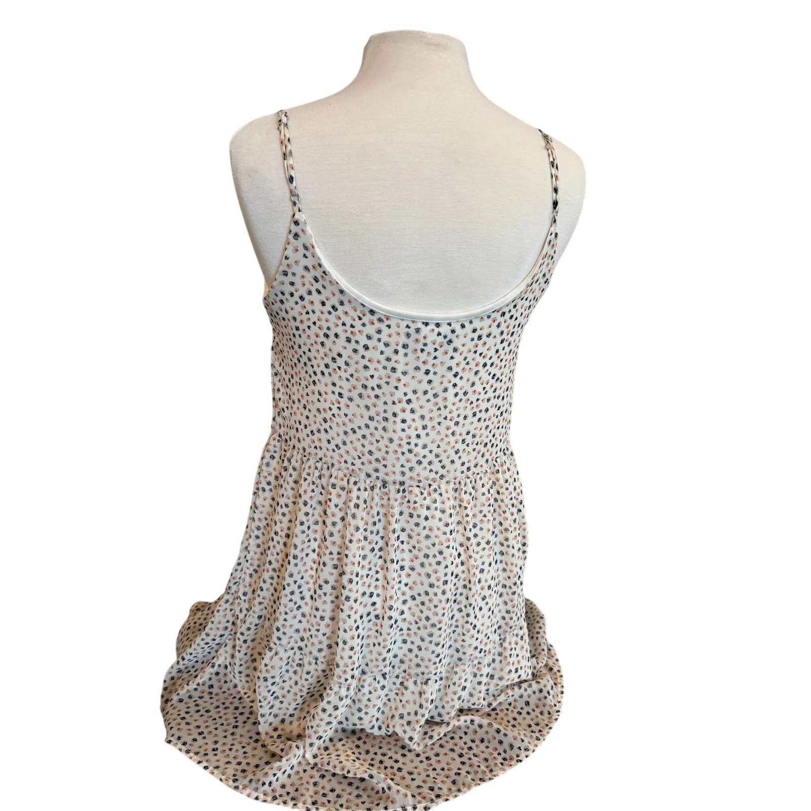 Le Lis Cream and Blue Spotted Dress - Image 2