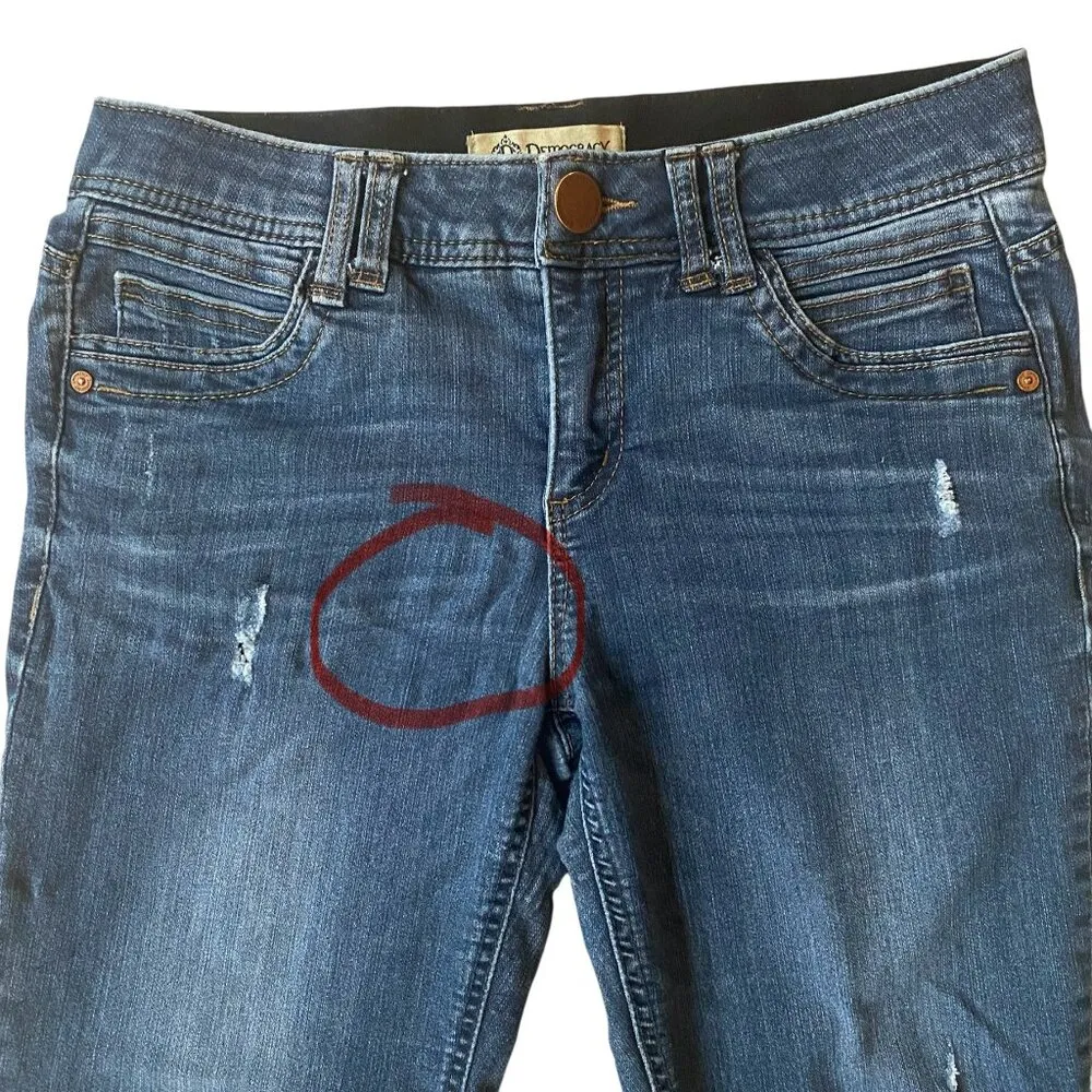 Democracy Ab Technology medium wash blue denim ripped skinny jeans size 6 - Image 9