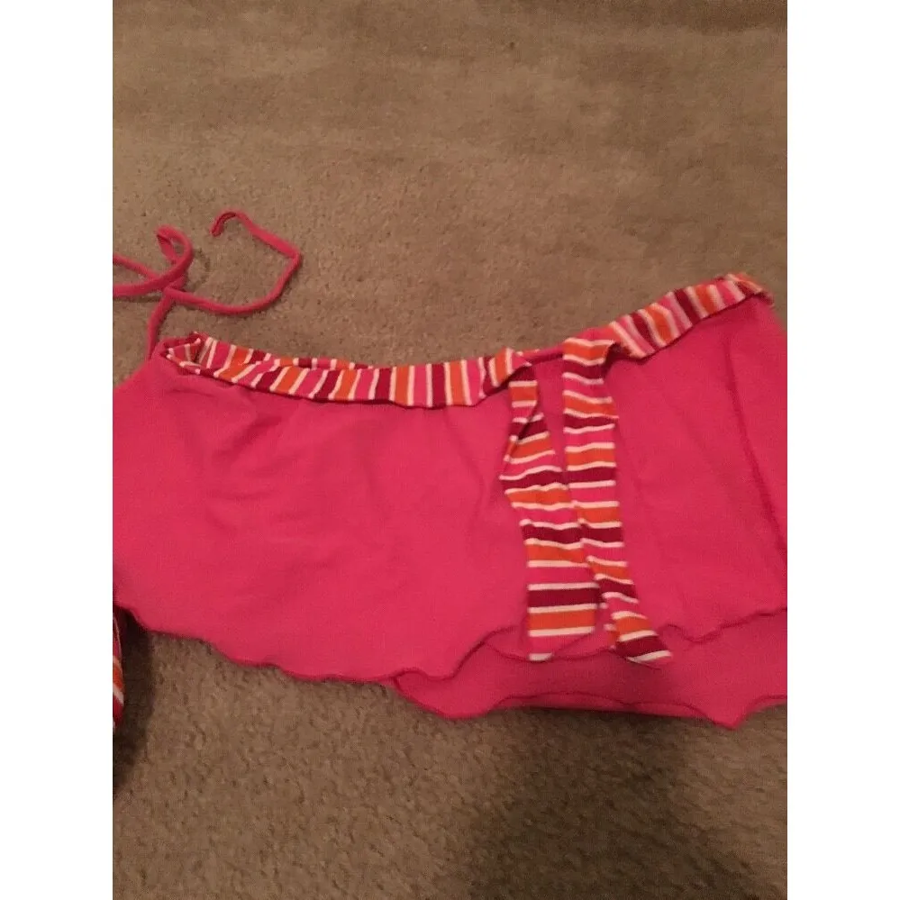 Isaac Mizrahi Women's 2-Piece Swim Skirt & Top Set Size Medium Striped Pink - Image 3