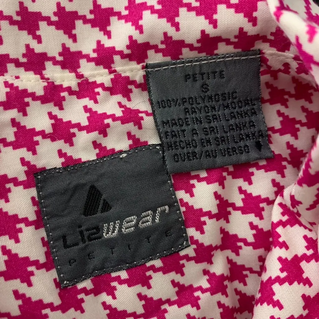 Vintage Liz Wear Button Up Shirt PS White Purple Geometric Pockets Shoulder Pads - Image 6