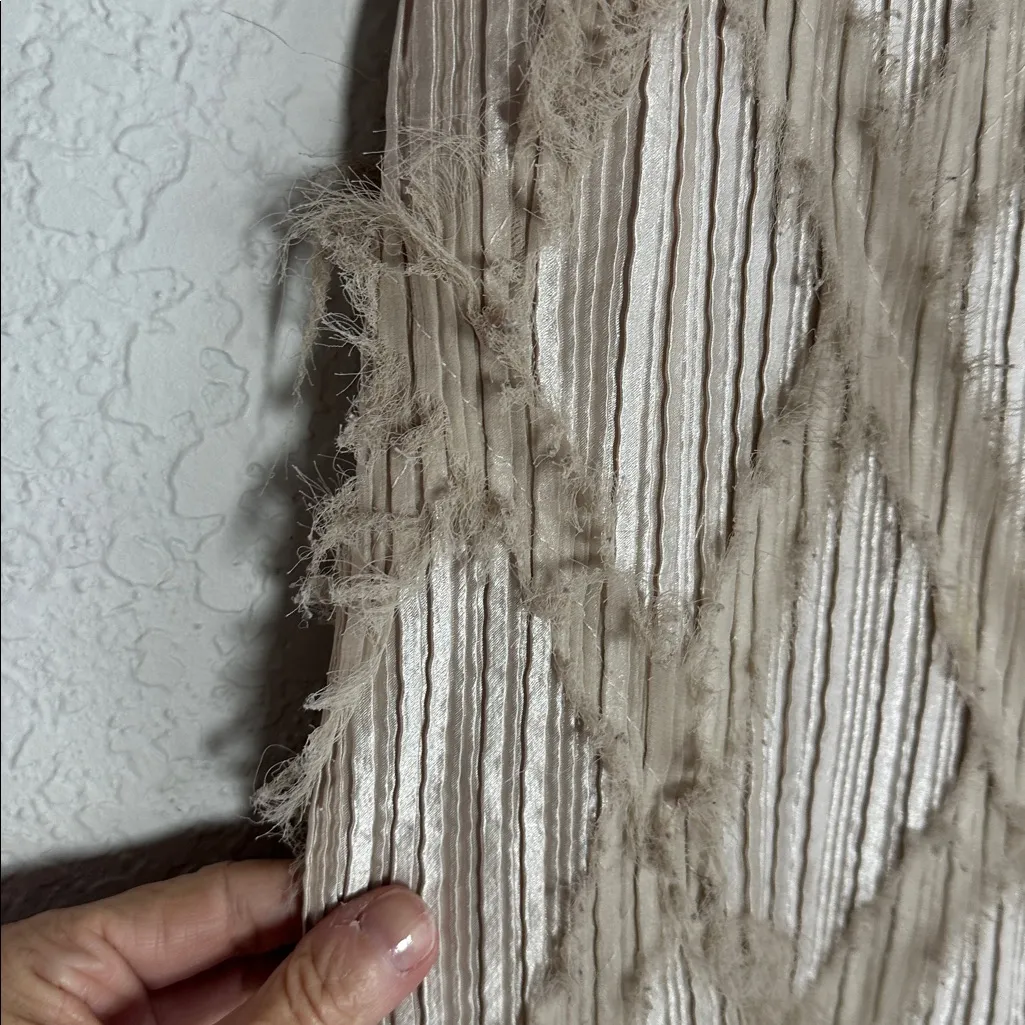 Nicola Textured Beige Sleeveless Top Pleated Accordion Shimmer Diagonal Mesh 3X - Image 3