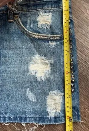 Revolt Women’s Studded Distressed Denim Skirt 5 - Image 3