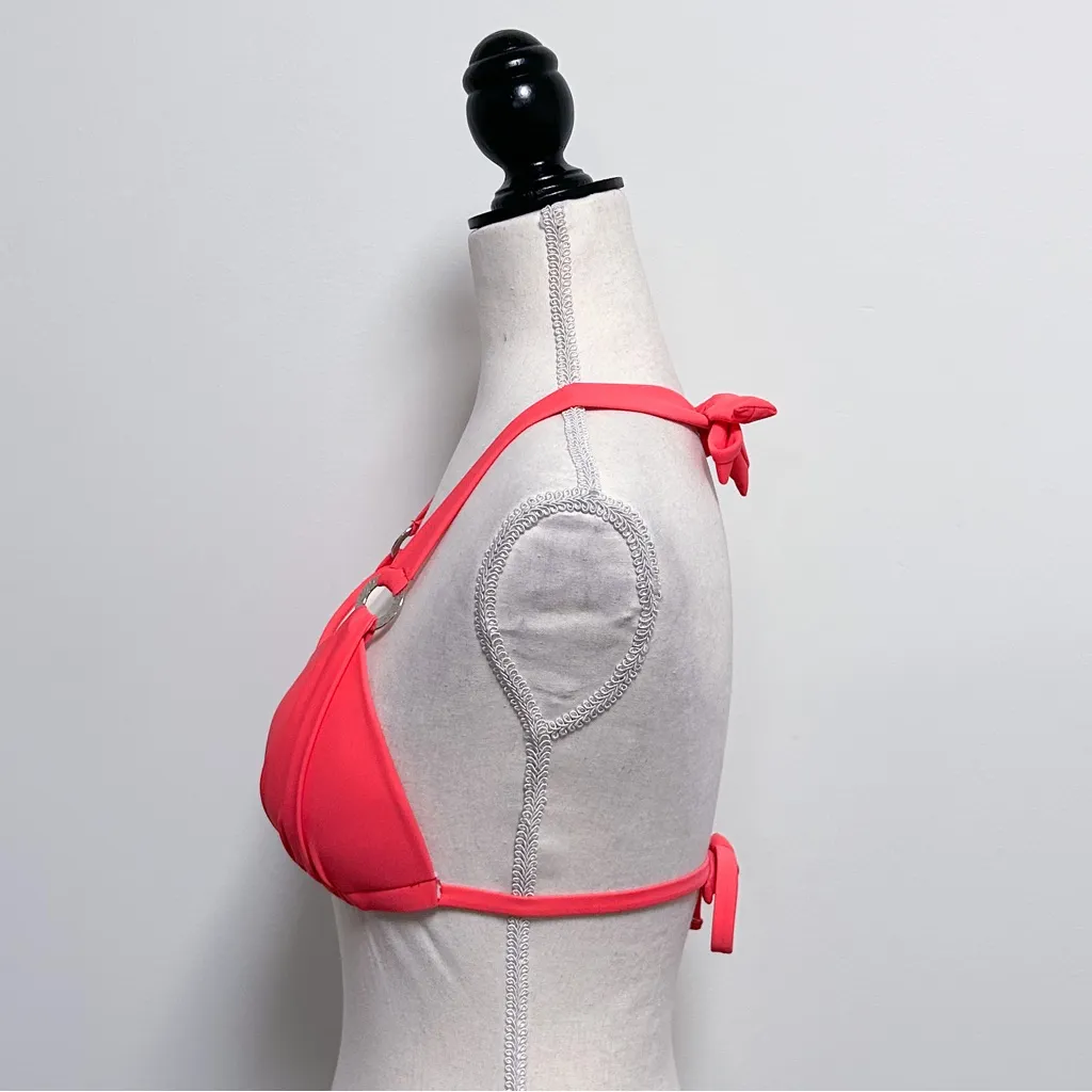 Sunsets Melon Coral Orange Halter Push Up Sliding Triangle Bikini Top NWT Small - Image 3