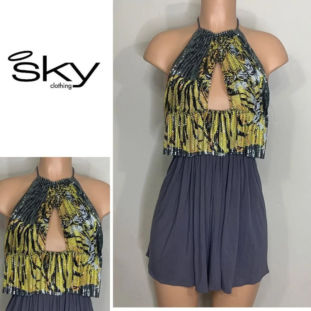 New. SKY chain mail animal print mini dress. Gray Size XS - Image 15