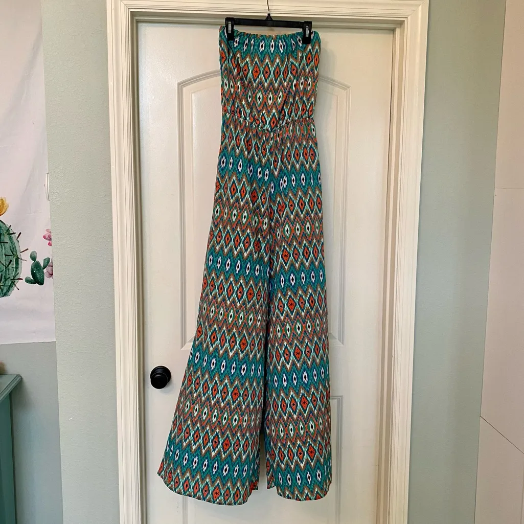 Auditions - Colorful Aztech Print Strapless Wide Legged Romper! 💚 - Image 6