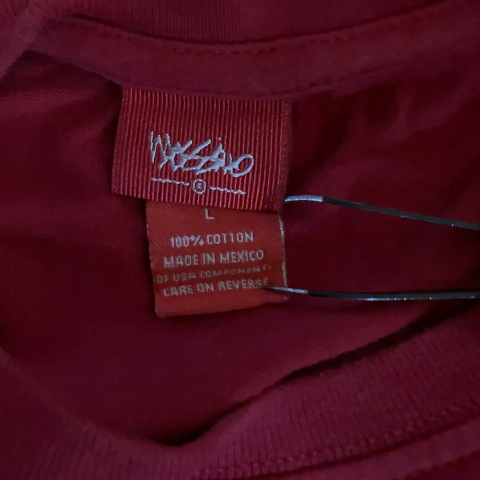 Vtg Y2K Mossimo Long Sleeve T-Shirt Red Skate Double-Sided Spellout Unisex Sz L - Image 5