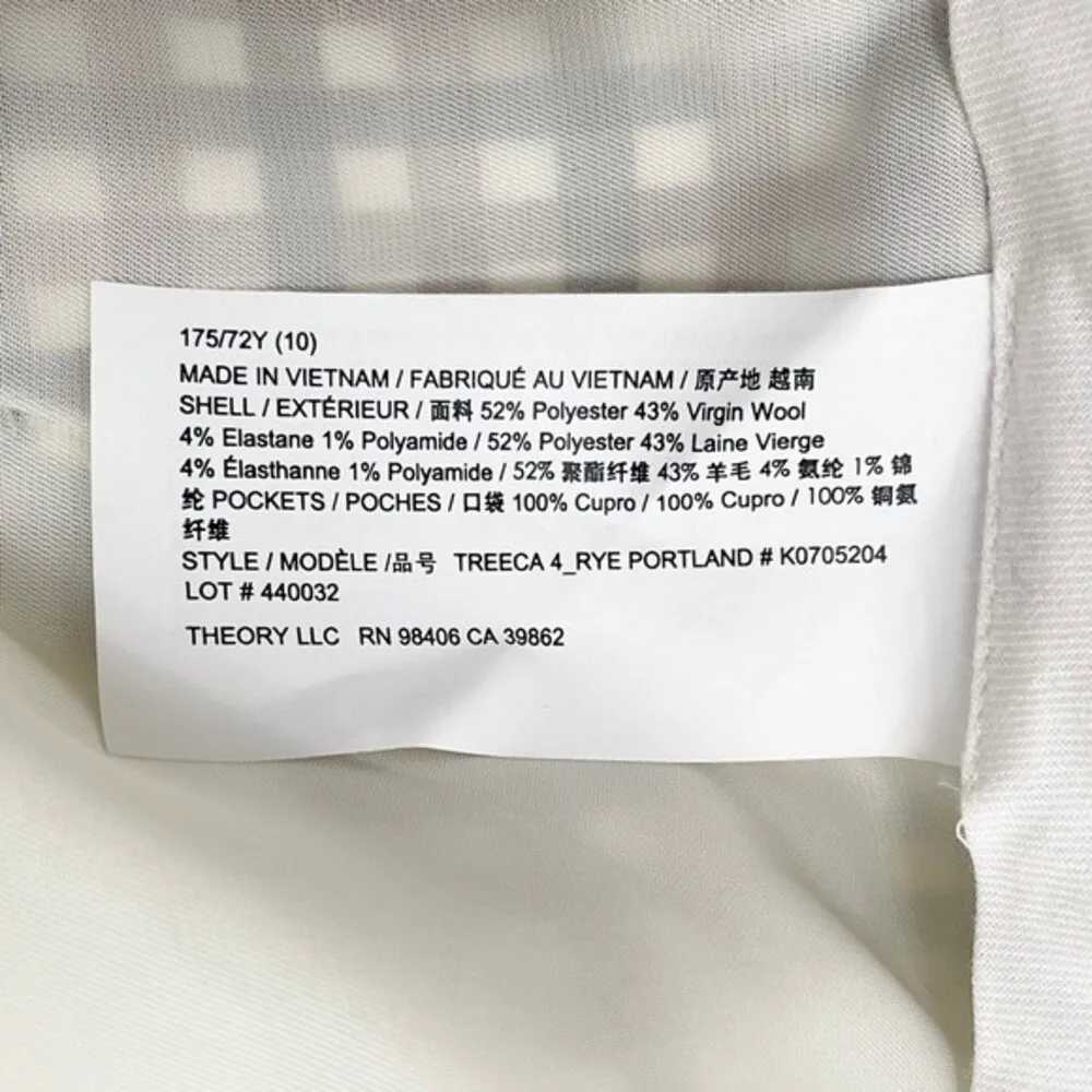 NEW Theory Treeca Ivory Portland Plaid Cropped Pants Size 10 Black Red Cream - Image 13