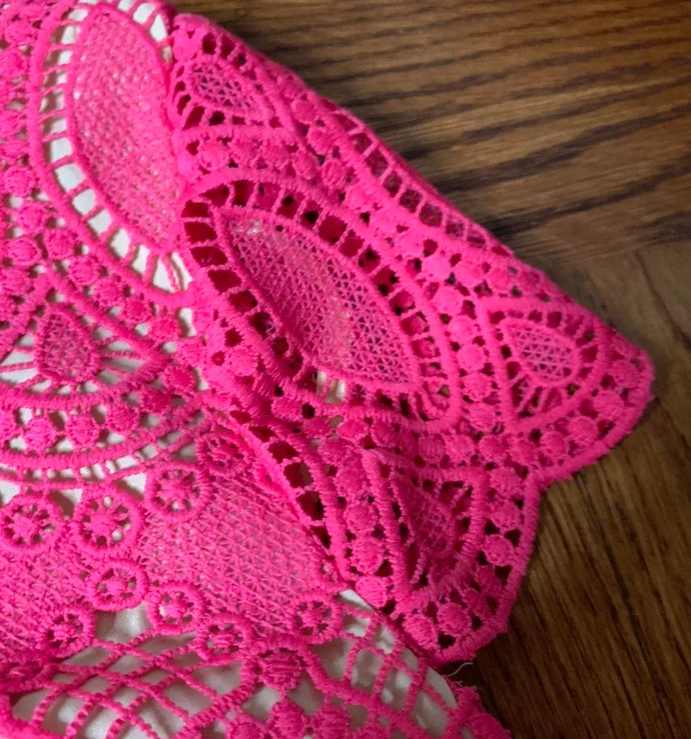 Pink Scalloped Lace Crewneck Sheath Dress - Image 4