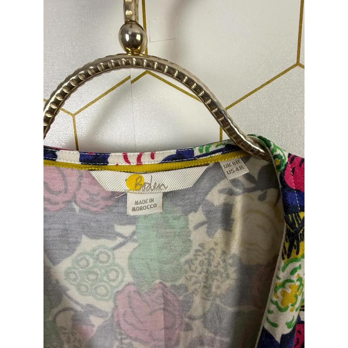 BODEN Summer Floral Pink and Green Wrap Dress - Image 7