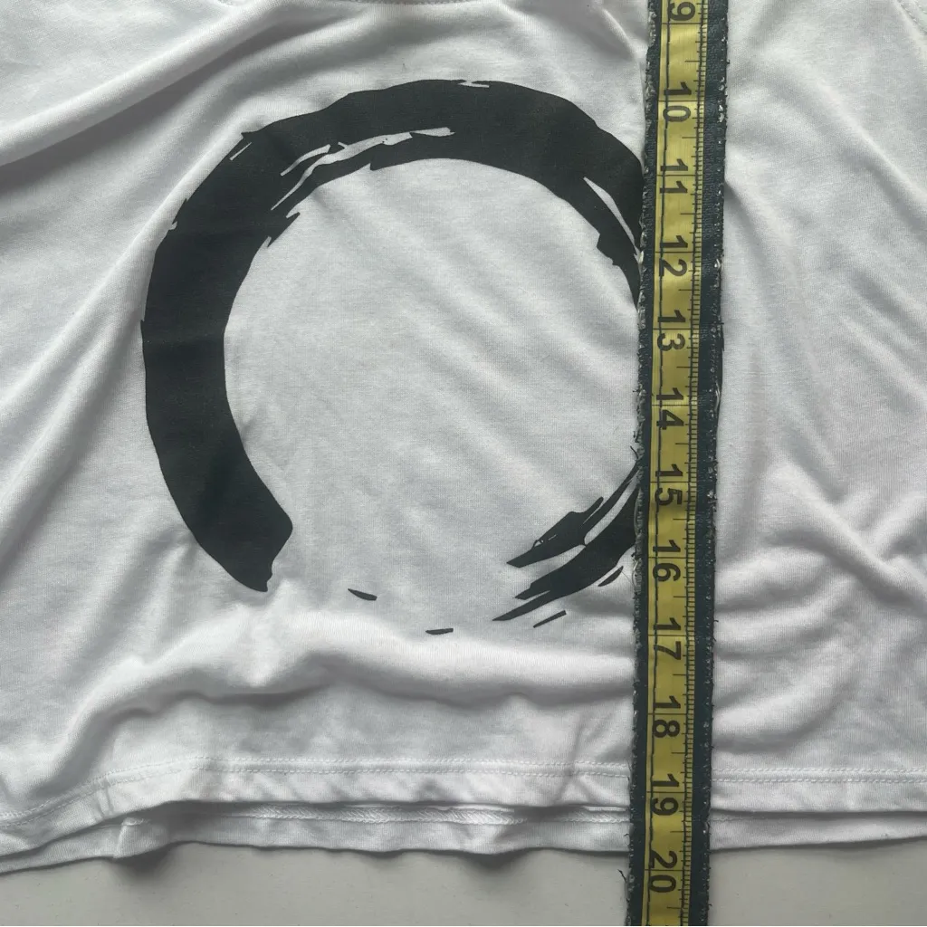 White Sleeveless Crop Top with Black Circle Design - Image 7