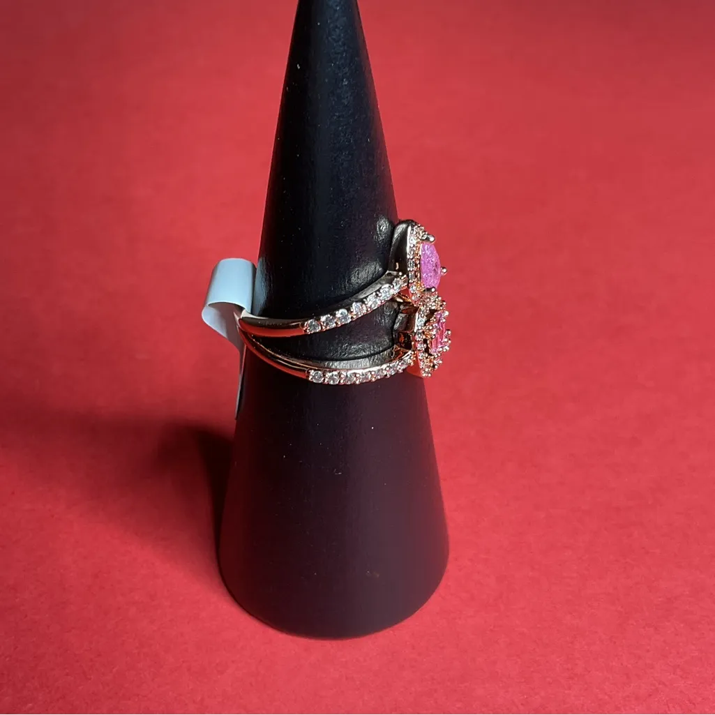 Bomb Party RBP7033 “Elegance On All Levels” Crystal on Rose Gold Size 8 Ring NWT Pink - Image 2