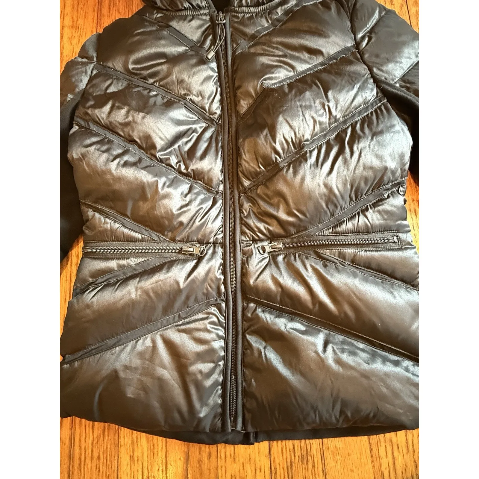 Blanc Noir Women's Puffer Full Zip Down & Feather Jacket Size Small Black - Image 3
