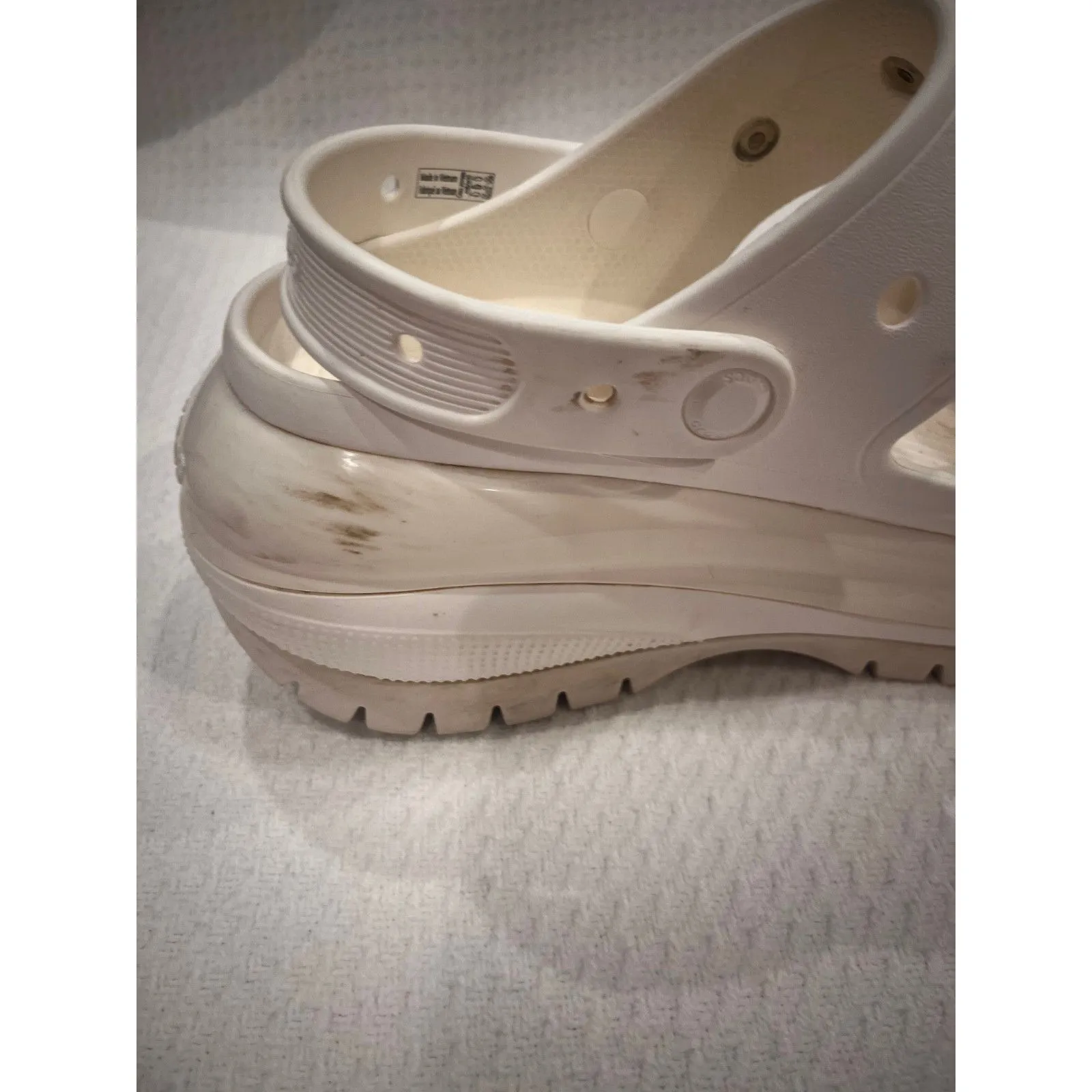 Crocs White Platform Chunky Tread Slides with Gem Charms Women’s Size 10 - Image 9
