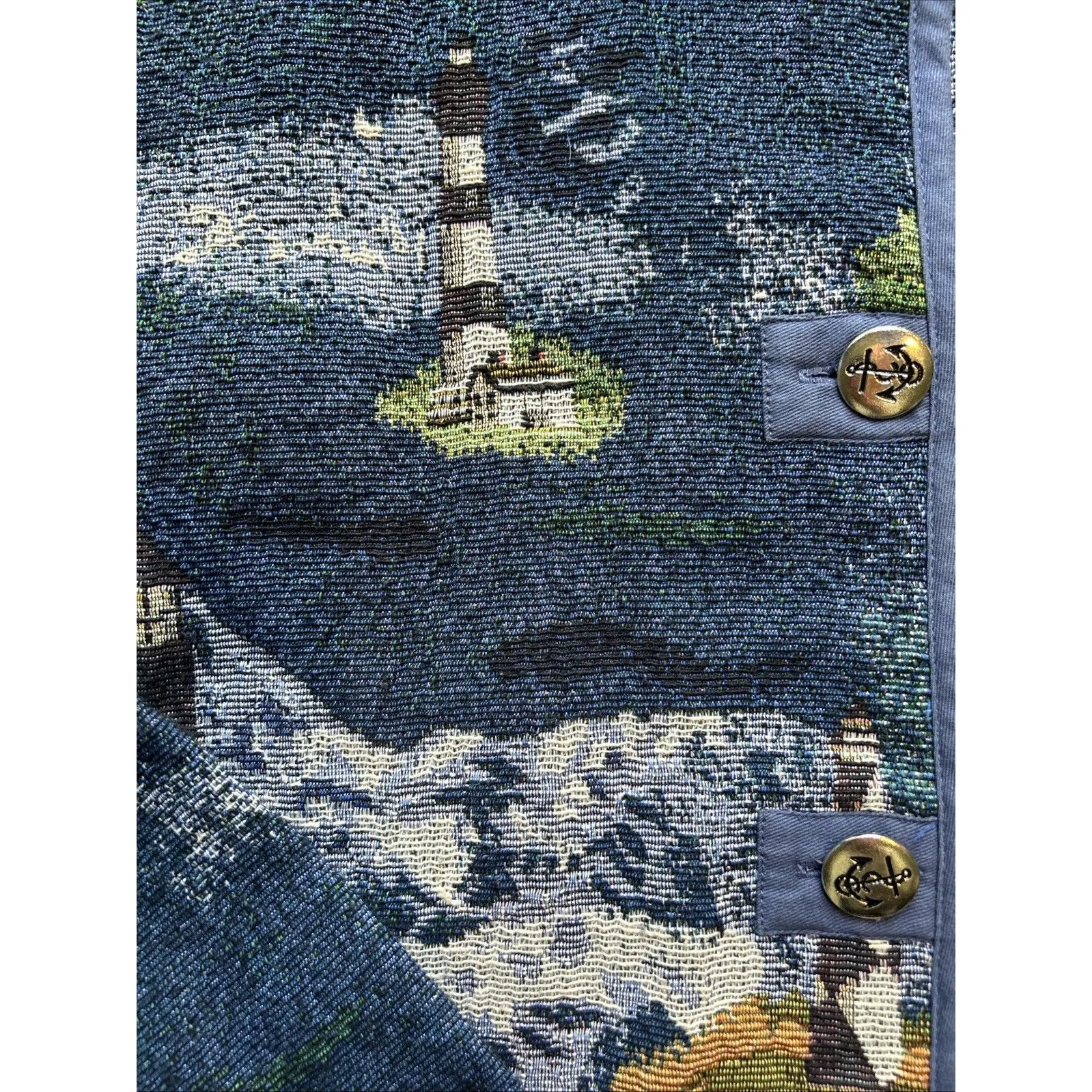 Blair Art-to-Wear Tapestry East Coast Seaside Beach Coat Jacket Nautical Large - Image 2