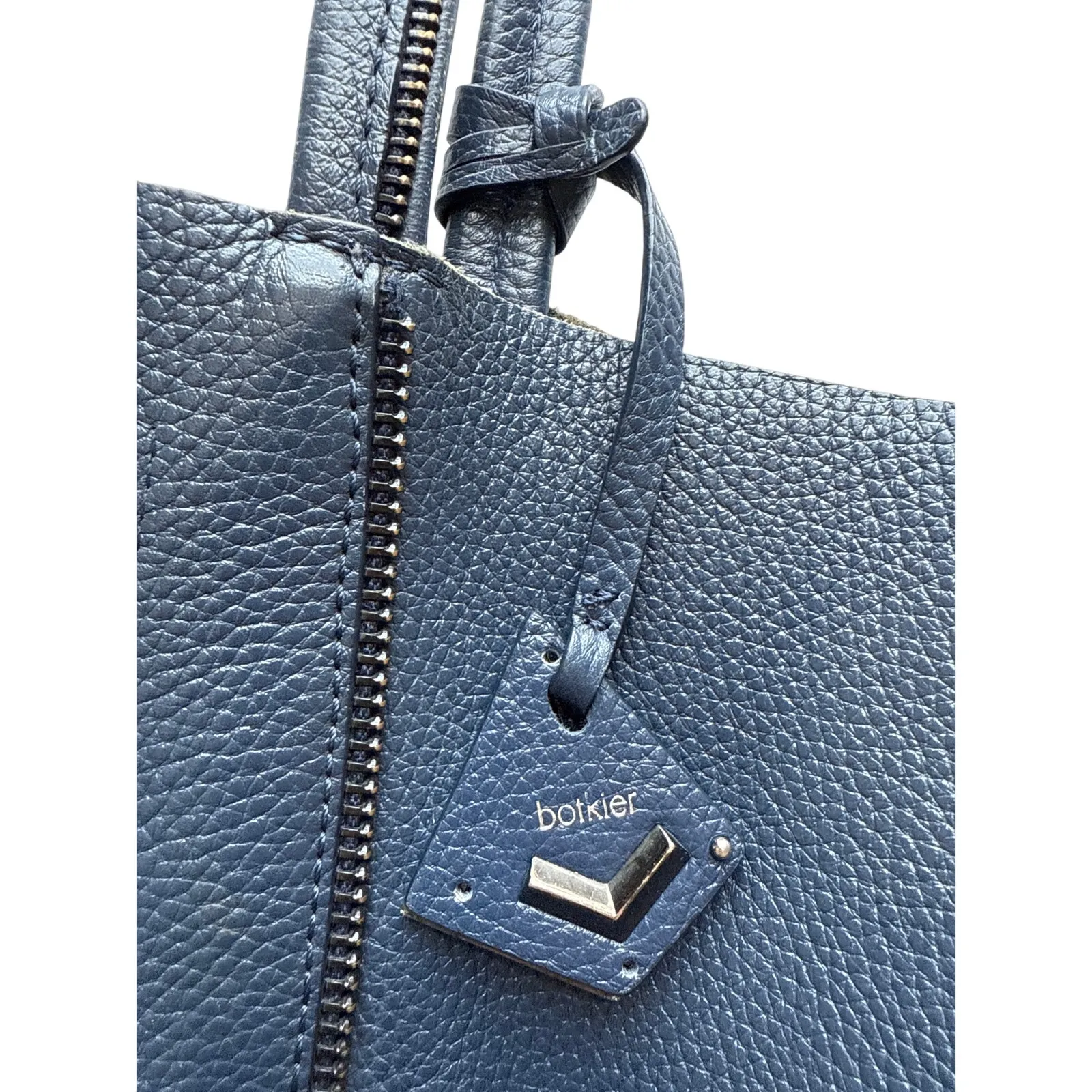 Botkier Soho Pebble Leather Tote Bag Women’s Size Medium Navy Blue Handbag - Image 5