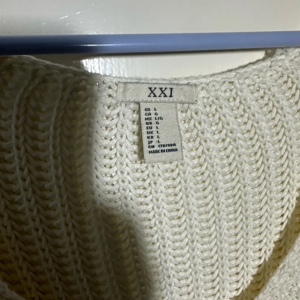 Forever 21 Ivory Knit V-Neck Sweater - Image 3